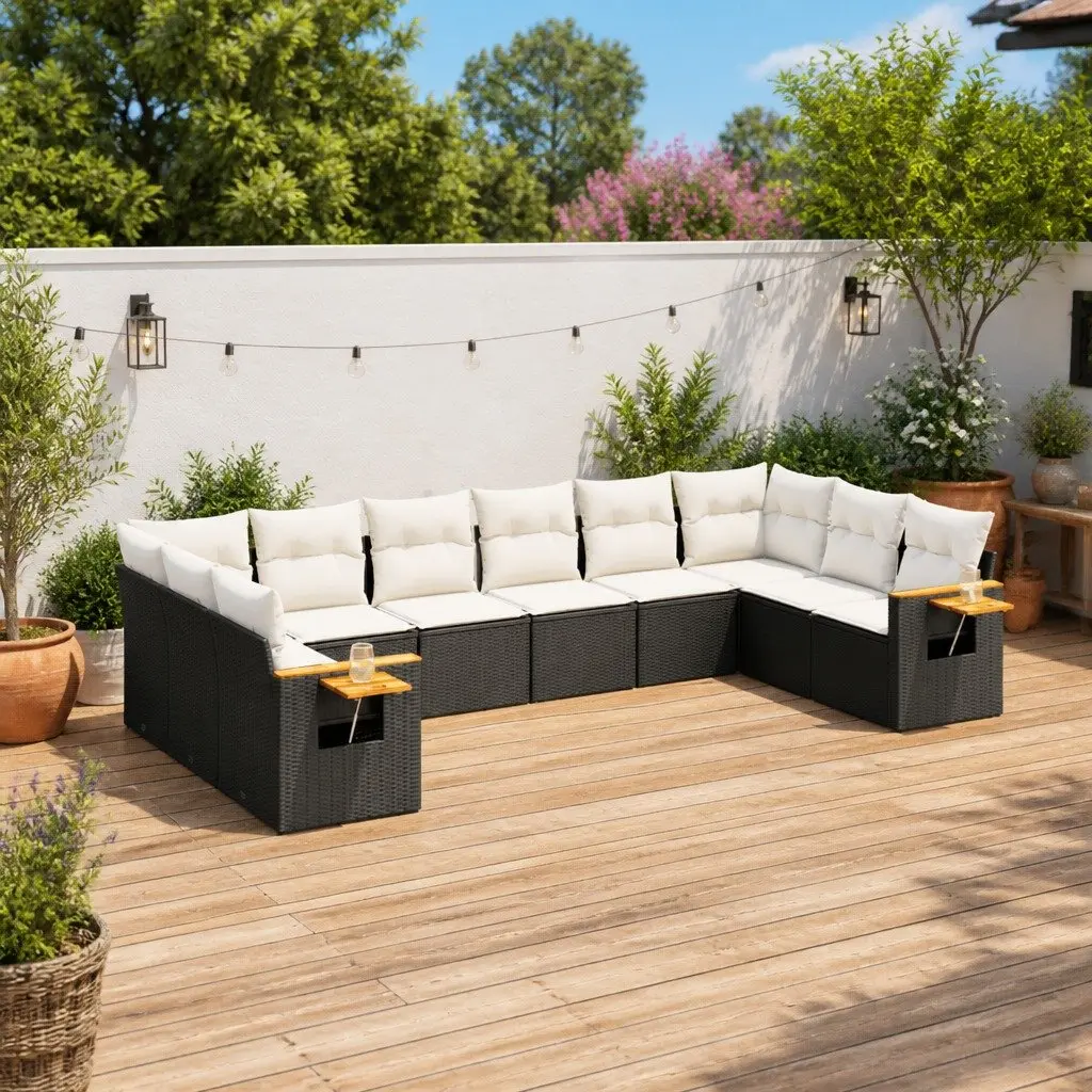 10-Piece Modular Garden Sofa Set with Cushions