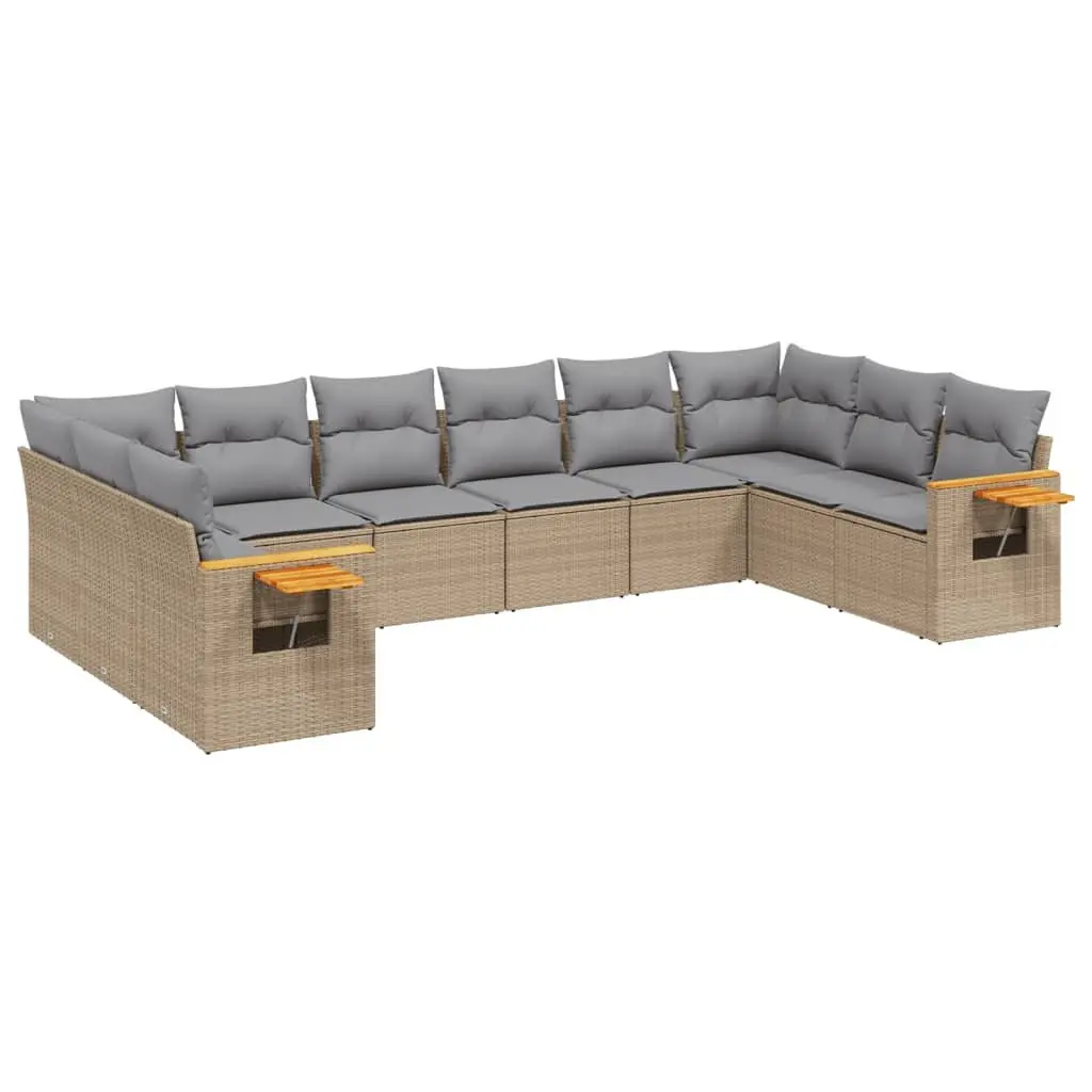 Beige Rattan Modular 10 Piece Garden Sofa Set