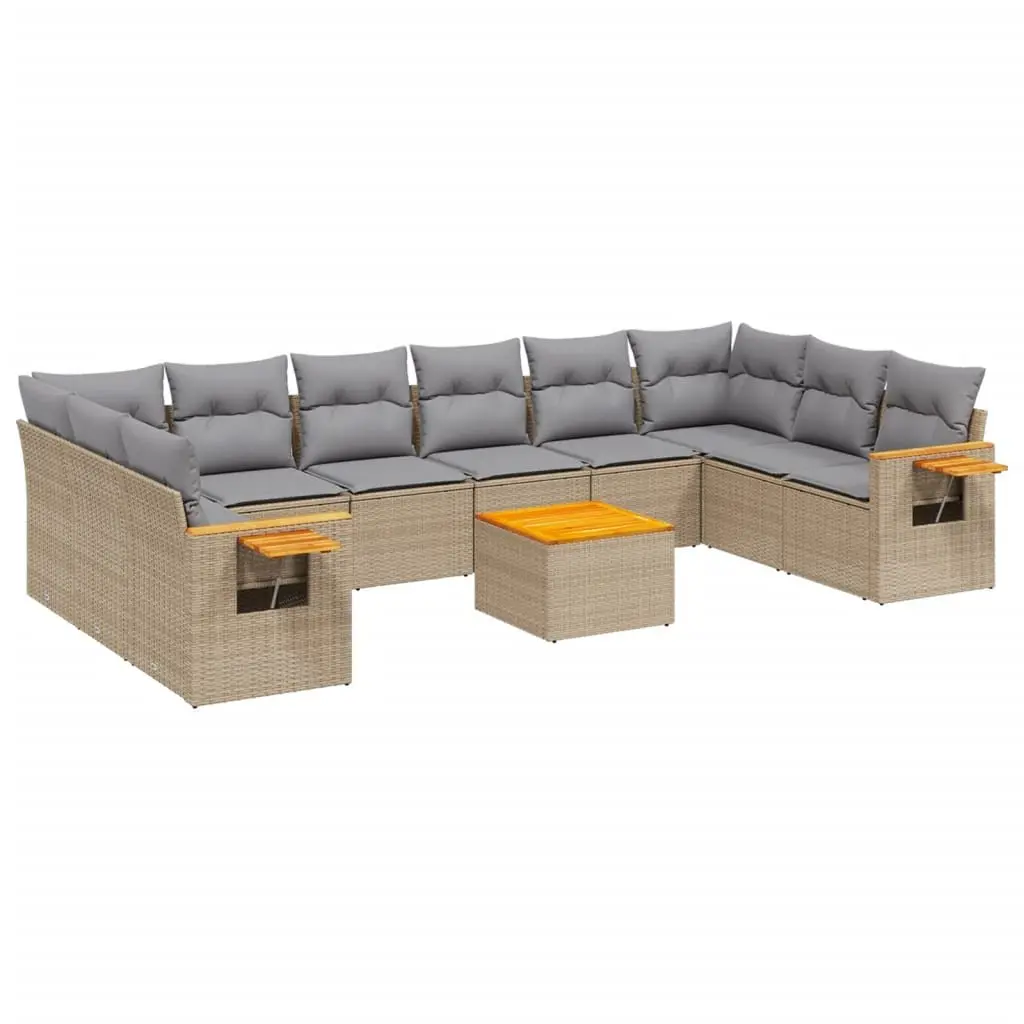 Beige 11 Piece Modular Garden Sofa Set with Cushions