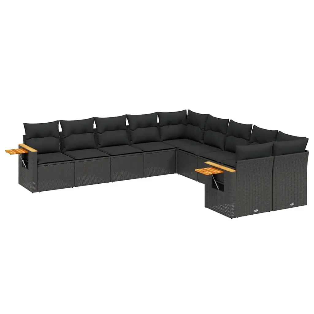 Garden Sofa Set PE Rattan 10 Piece Modular Black Outdoor Furniture