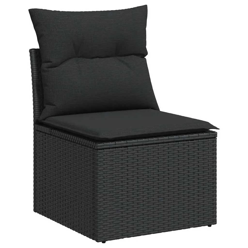 Garden Sofa Set PE Rattan 10 Piece Modular Black Outdoor Furniture