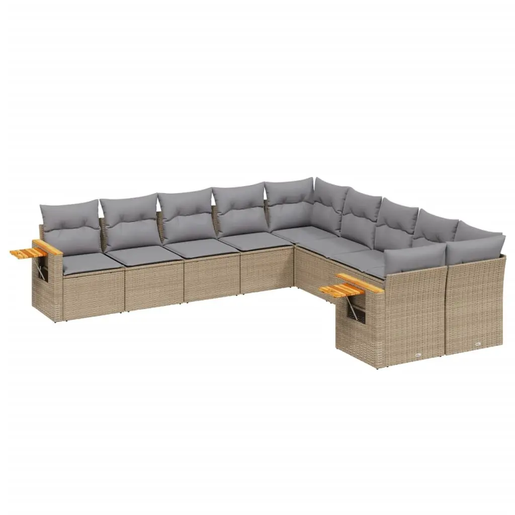 Beige Modular 10-Piece Outdoor Sofa Set for Patios