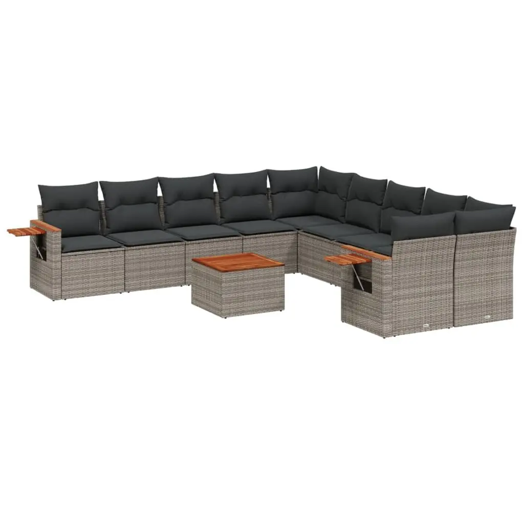 11 Piece Grey Rattan Garden Sofa Set for Outdoor Use
