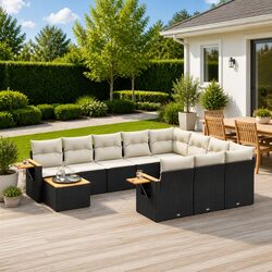 Durable 11-Piece Garden Sofa Set with Acacia Wood Table