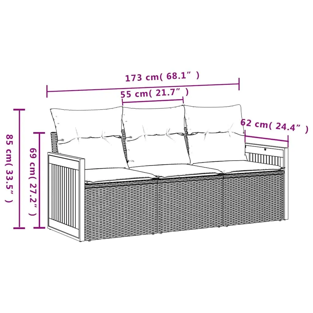 3-Piece Garden Sofa Set for Outdoor Comfort