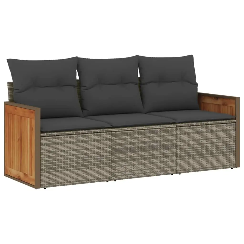 Garden Sofa Set PE Rattan 3 Piece Outdoor Furniture Grey