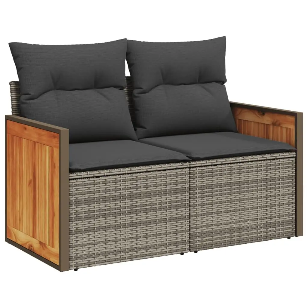 Garden Sofa Set PE Rattan 3 Piece Outdoor Furniture Grey