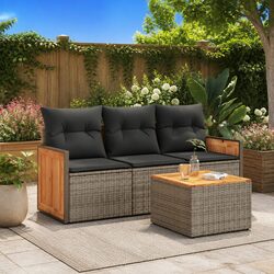 Stylish 4 Piece Modular Garden Sofa Set with Grey Cushions