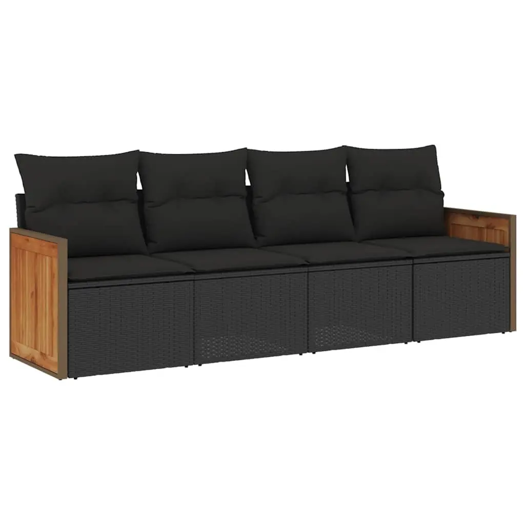 Black Poly Rattan 4 Piece Garden Sofa Set