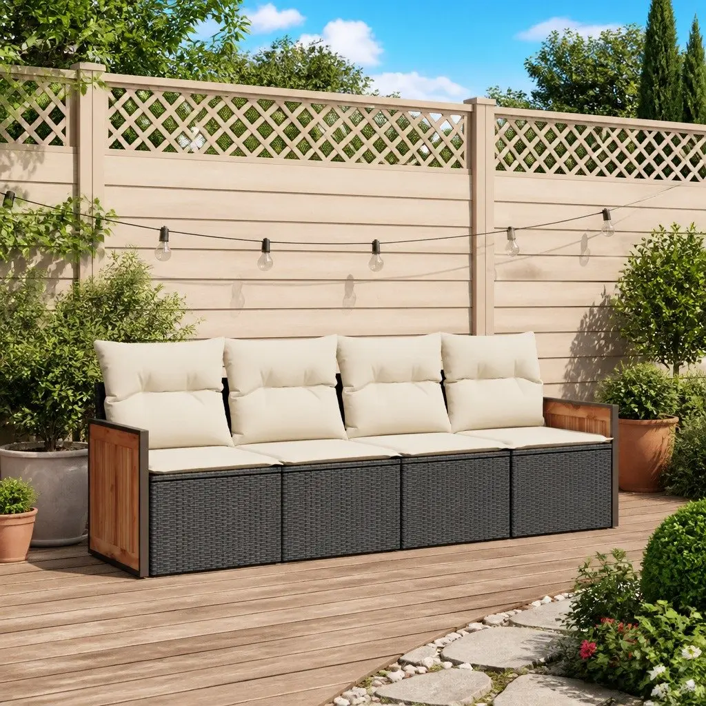 Modular Outdoor Sofa Set with Black Cushions