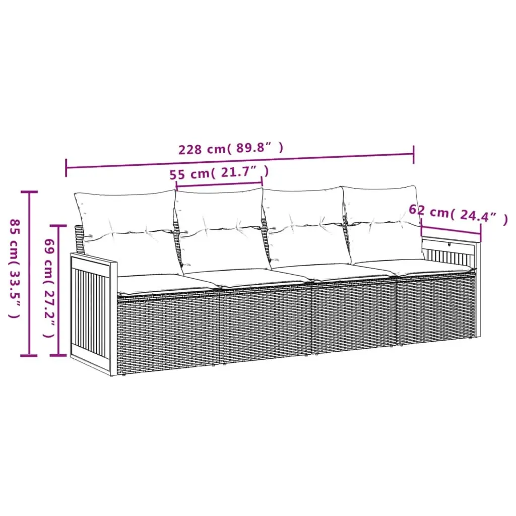 Beige 4 Piece Modular Garden Sofa Set with Cushions