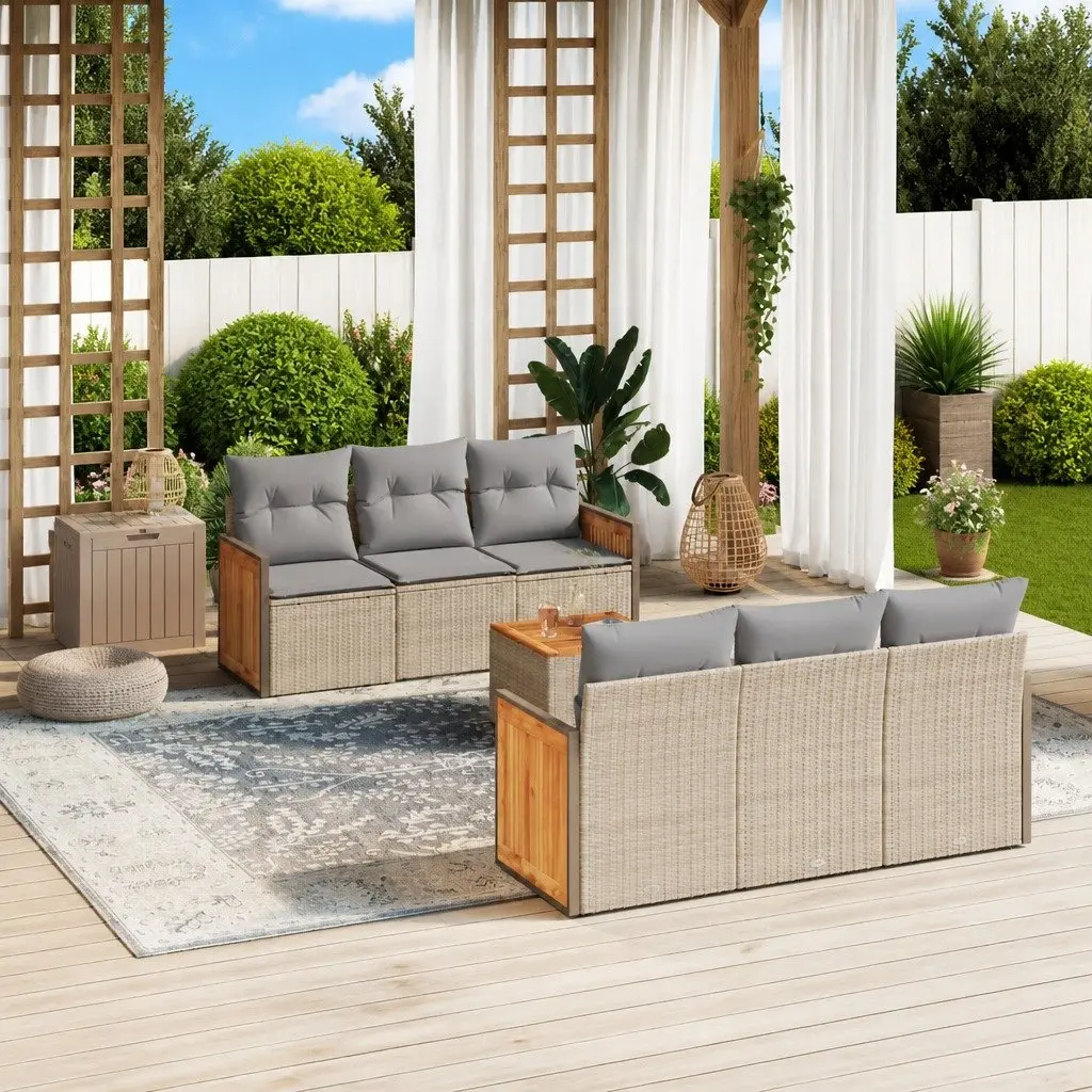 7 Piece Modular Garden Sofa Set with Cushions