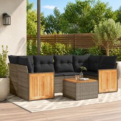 Modular 7 Piece Outdoor Sofa Set with Cushions in Grey