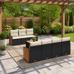 Durable 8-Piece Modular Garden Sofa Set in Black