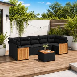 Durable 8-Piece Outdoor Garden Sofa Set in Black