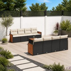 9-Piece Modular Outdoor Garden Sofa Set in Black