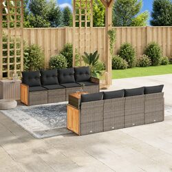 Premium 9-Piece Grey Poly Rattan Garden Sofa Set