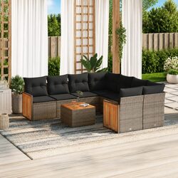 Stylish 9-Piece Outdoor Garden Sofa Set with Cushions