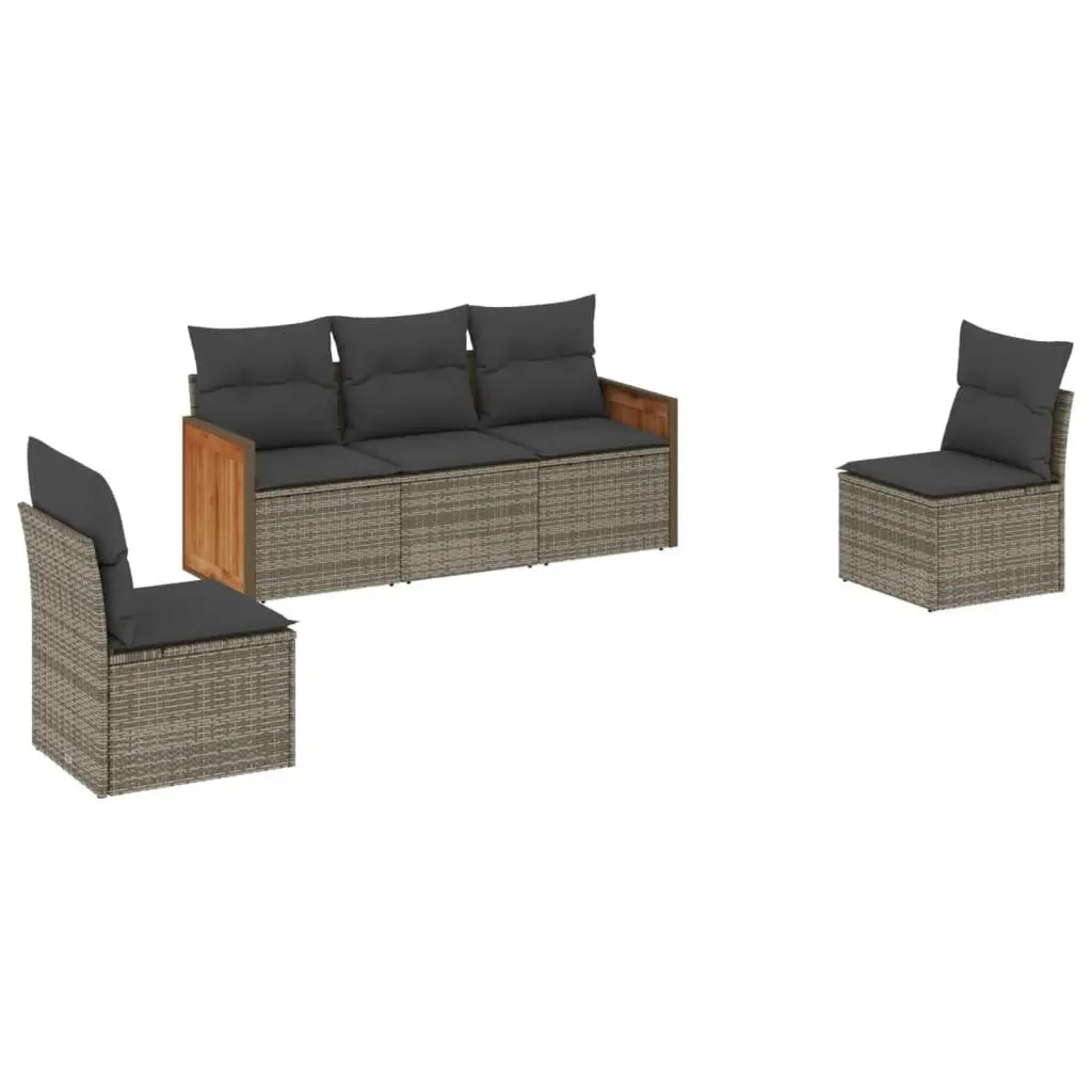 Garden Sofa Set 5 Piece Outdoor Furniture Patio Sectional with Cushions Grey