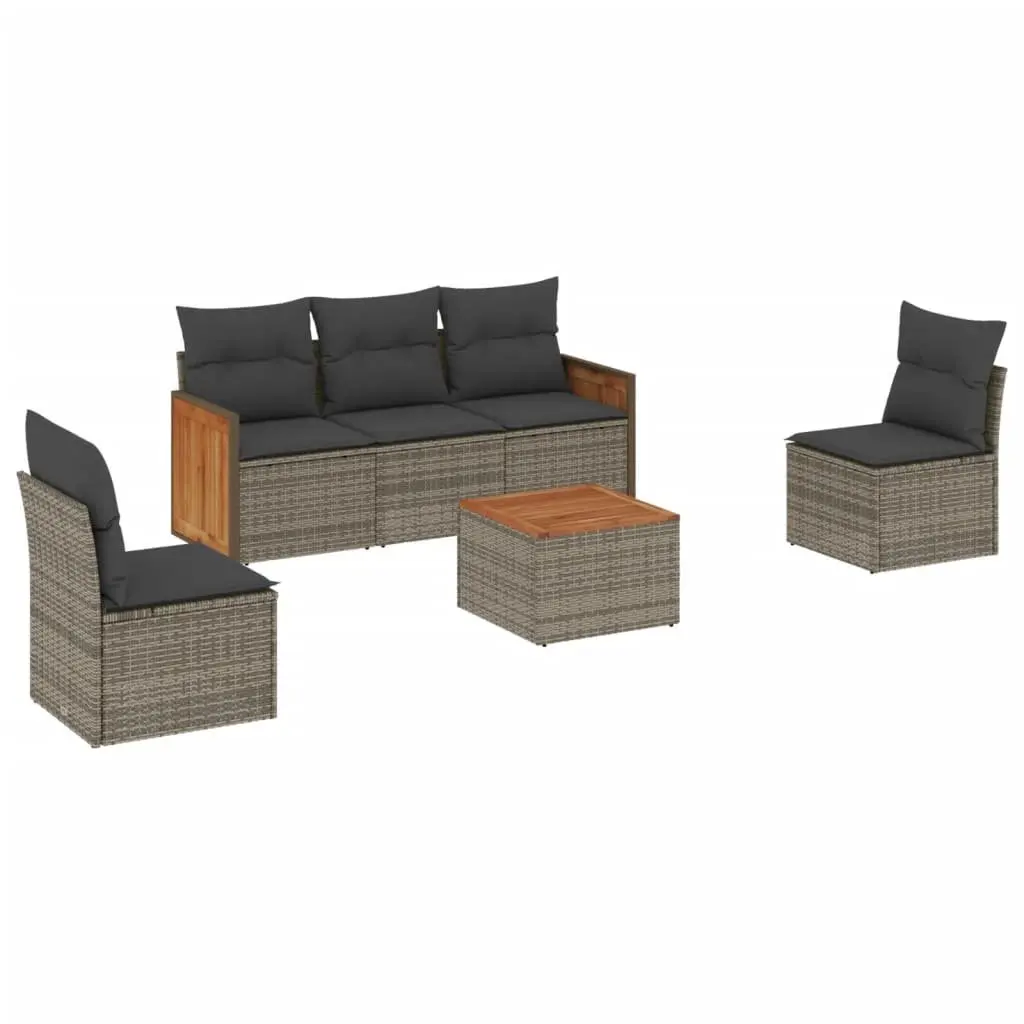 6 Piece Garden Sofa Set with Cushions Grey Outdoor Patio Furniture Modular