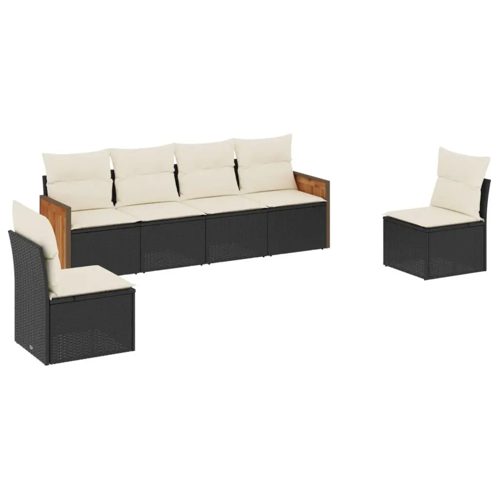 Black Modular 6-Piece Garden Sofa Set for Outdoor Spaces