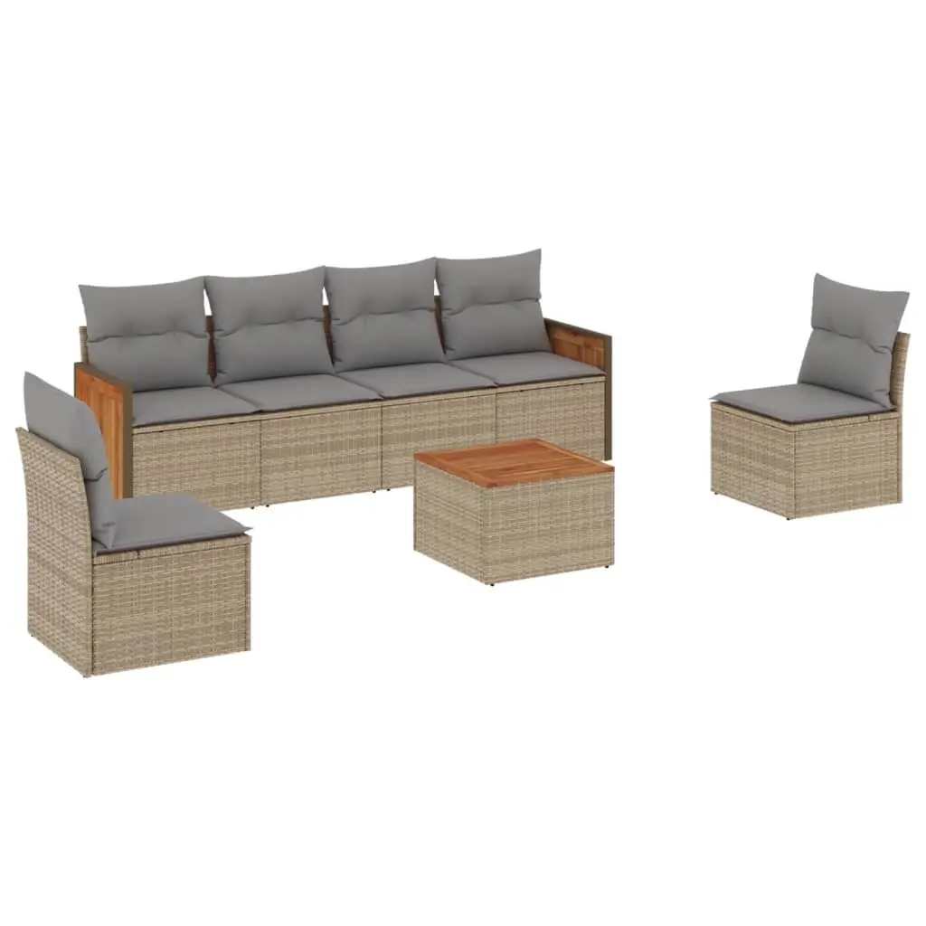 7 Piece Durable Outdoor Garden Sofa Set in Beige