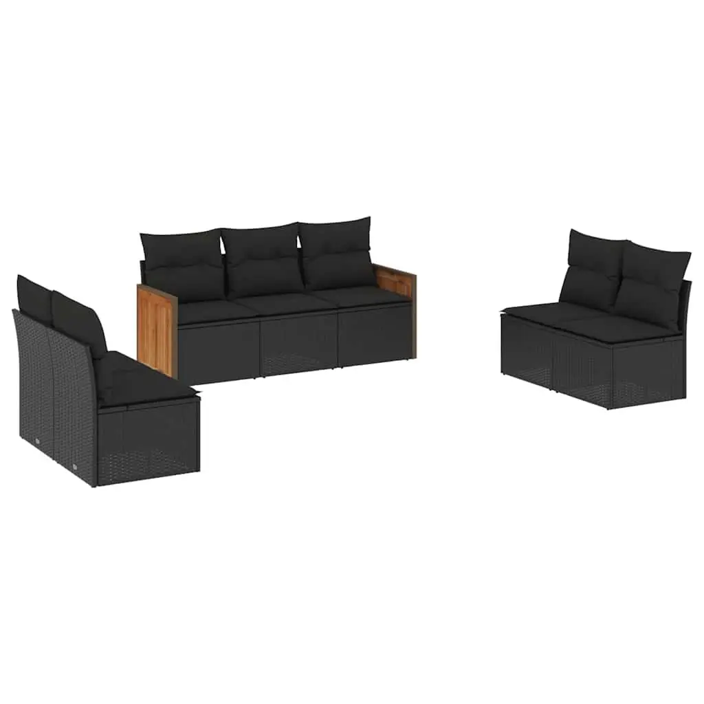 Garden Sofa Set PE Rattan 7 Piece Modular Black