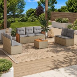 Sturdy 8 Piece Outdoor Sofa Set with Cushions for Relaxation
