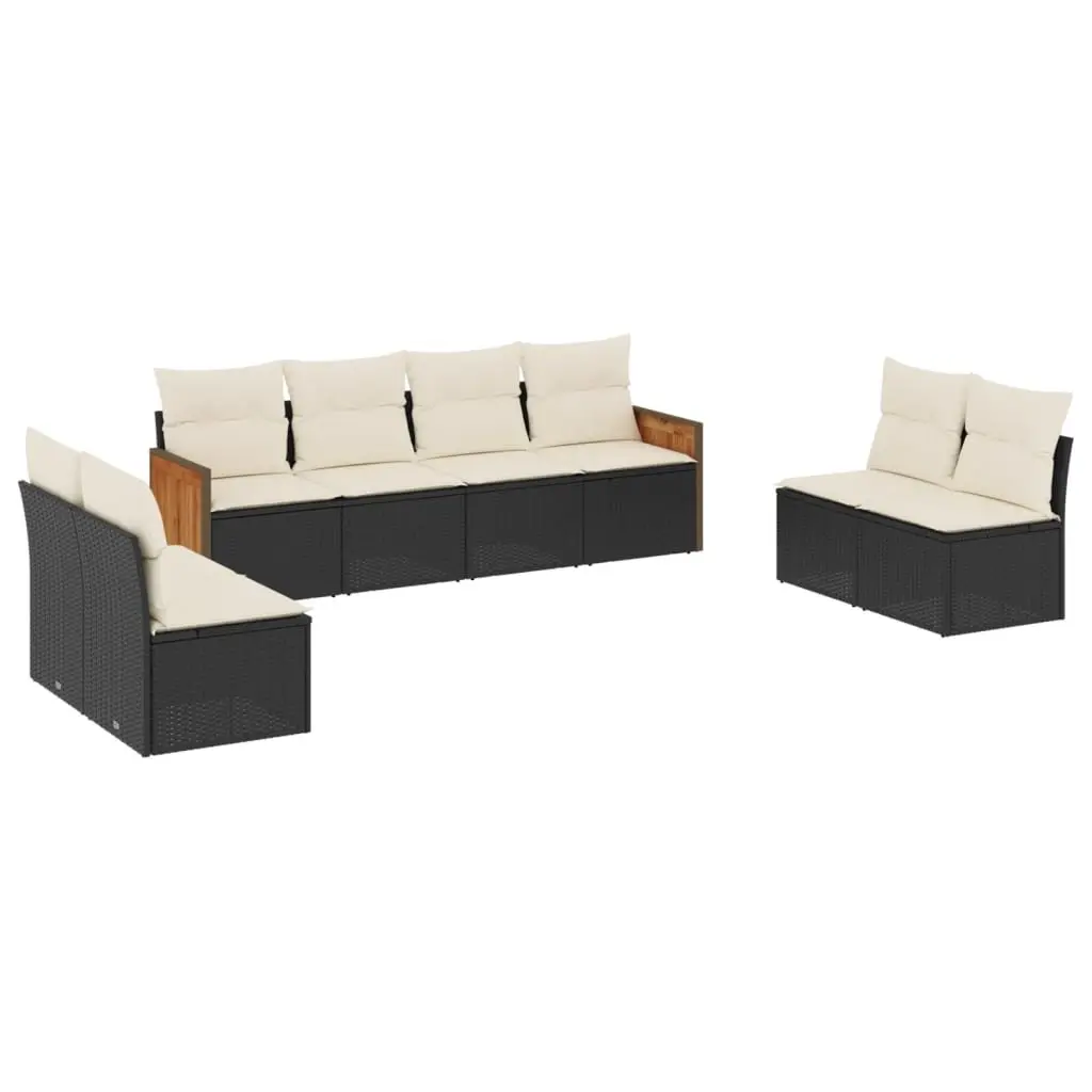 8 Piece Garden Sofa Set PE Rattan Modular Black with Cushions
