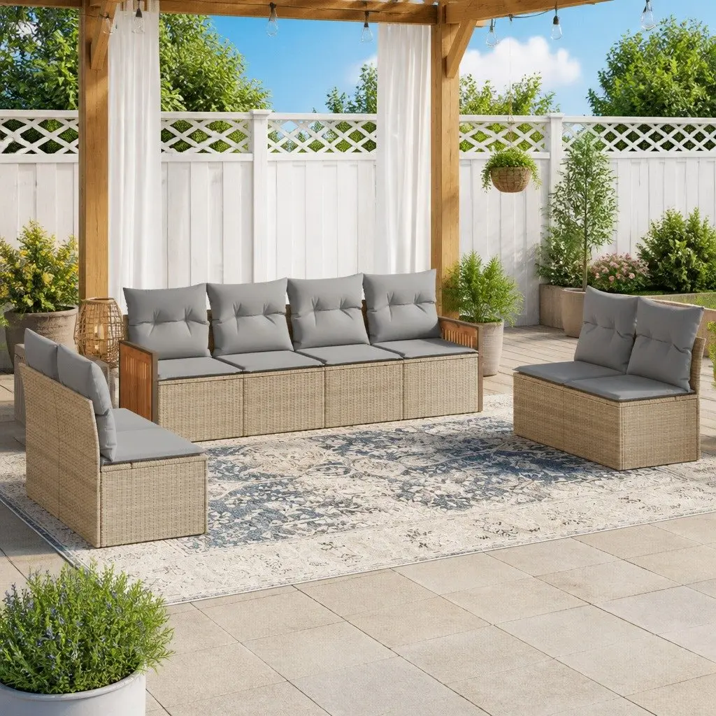 Modular 8-Piece Garden Sofa Set with Beige Cushions