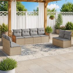 Modular 8-Piece Garden Sofa Set with Beige Cushions