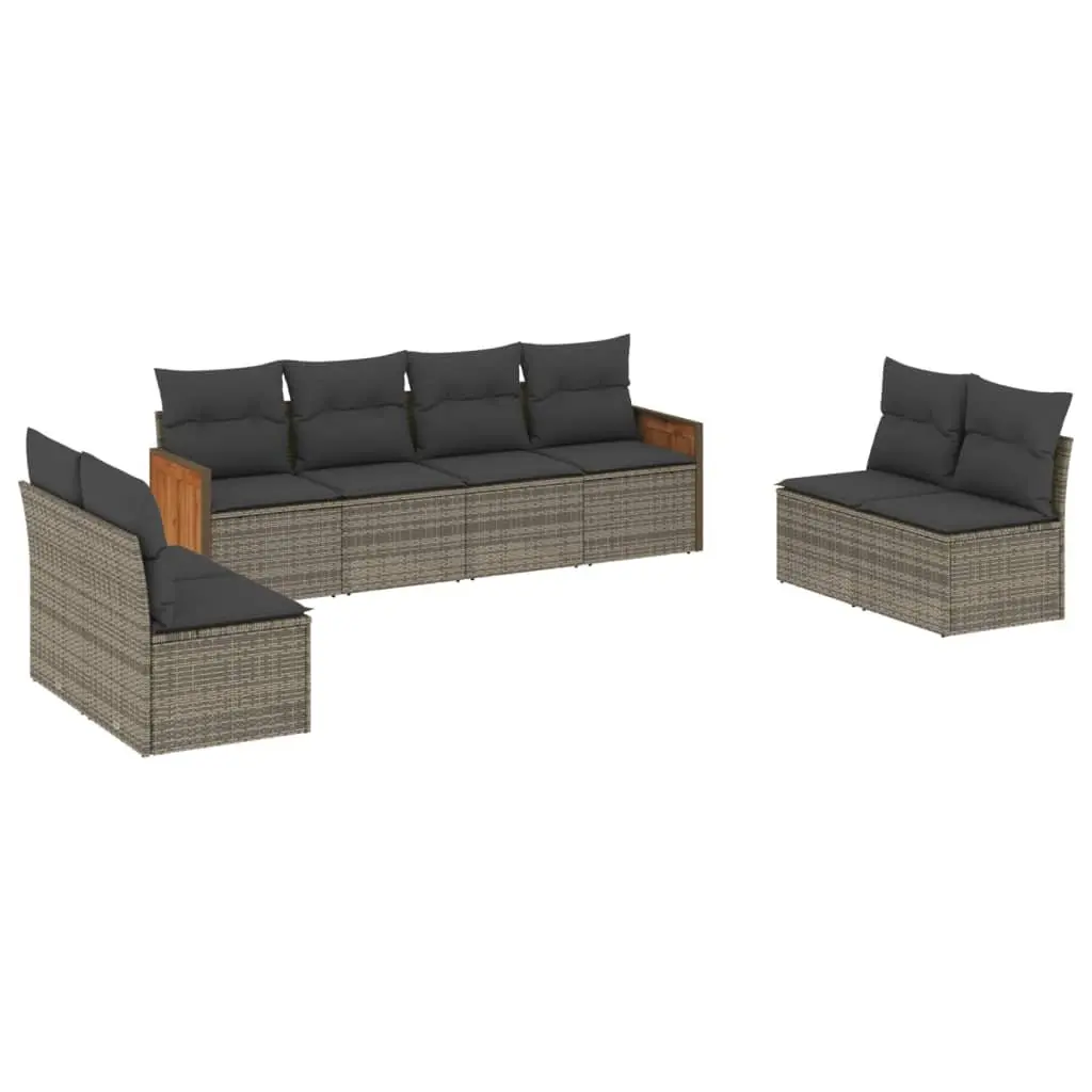 8-Piece Modular Outdoor Sofa Set with Grey Cushions