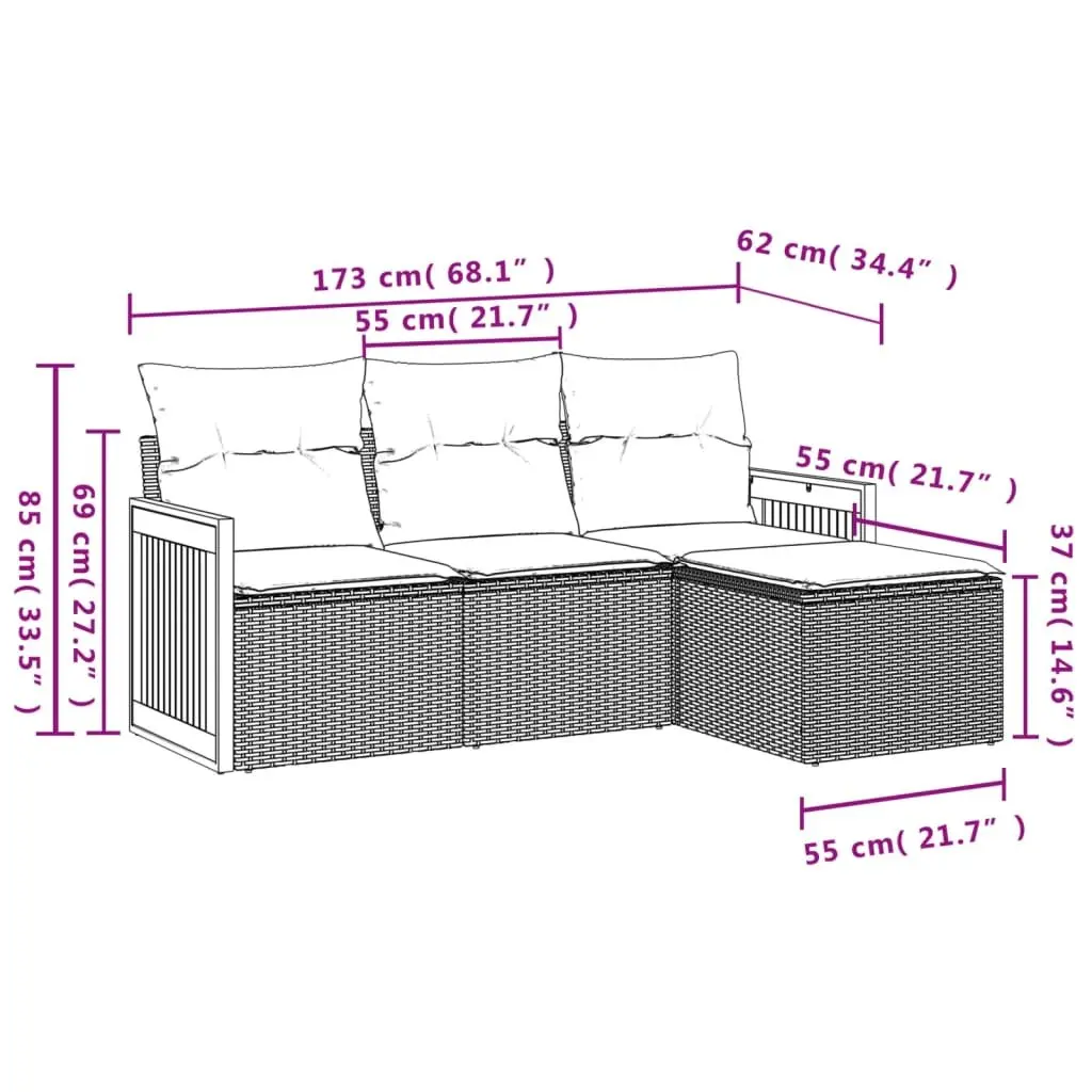 Modular Garden Sofa Set with Grey Cushions