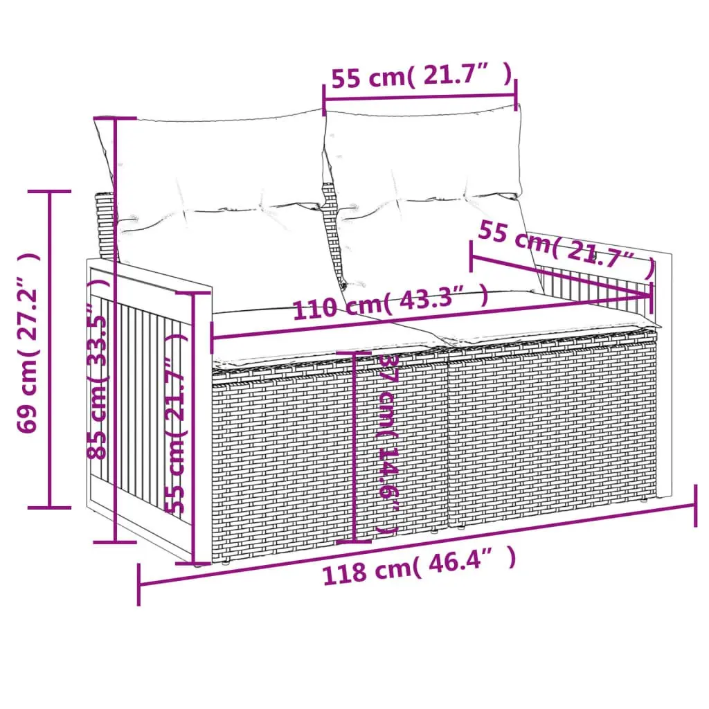 Modular Garden Sofa Set with Grey Cushions