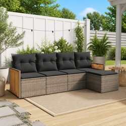 Durable 5 Piece Outdoor Sofa Set with Cushions – Grey
