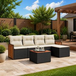 High-Quality 6 Piece Garden Sofa Set with Cushions