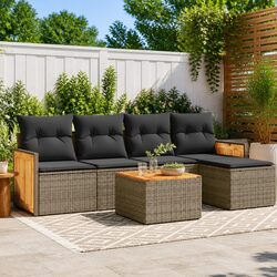 Premium 6-Piece Grey Modular Garden Sofa Set