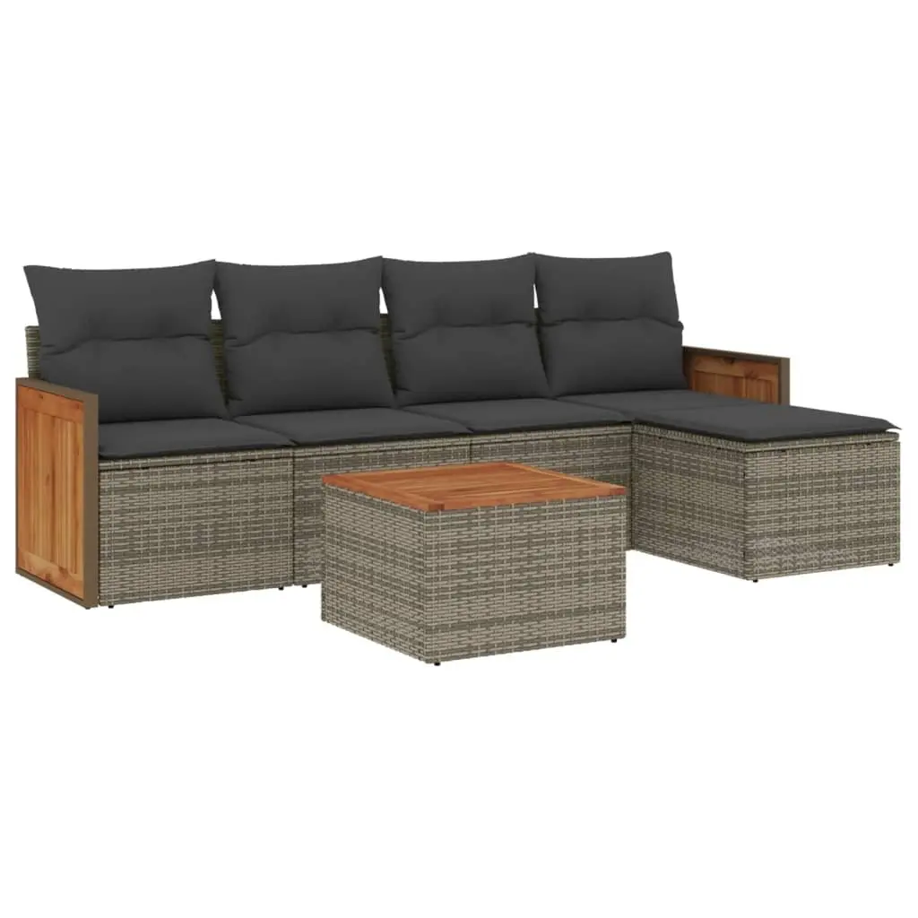 6-Piece Grey Modular Garden Sofa Set