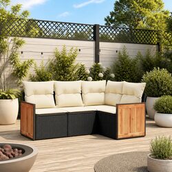 Durable 4 Piece Garden Sofa Set with Cushions