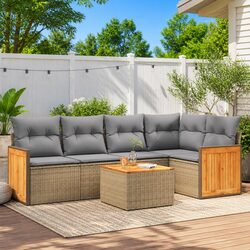 High-Quality 6 Piece Garden Sofa Set with Cushions