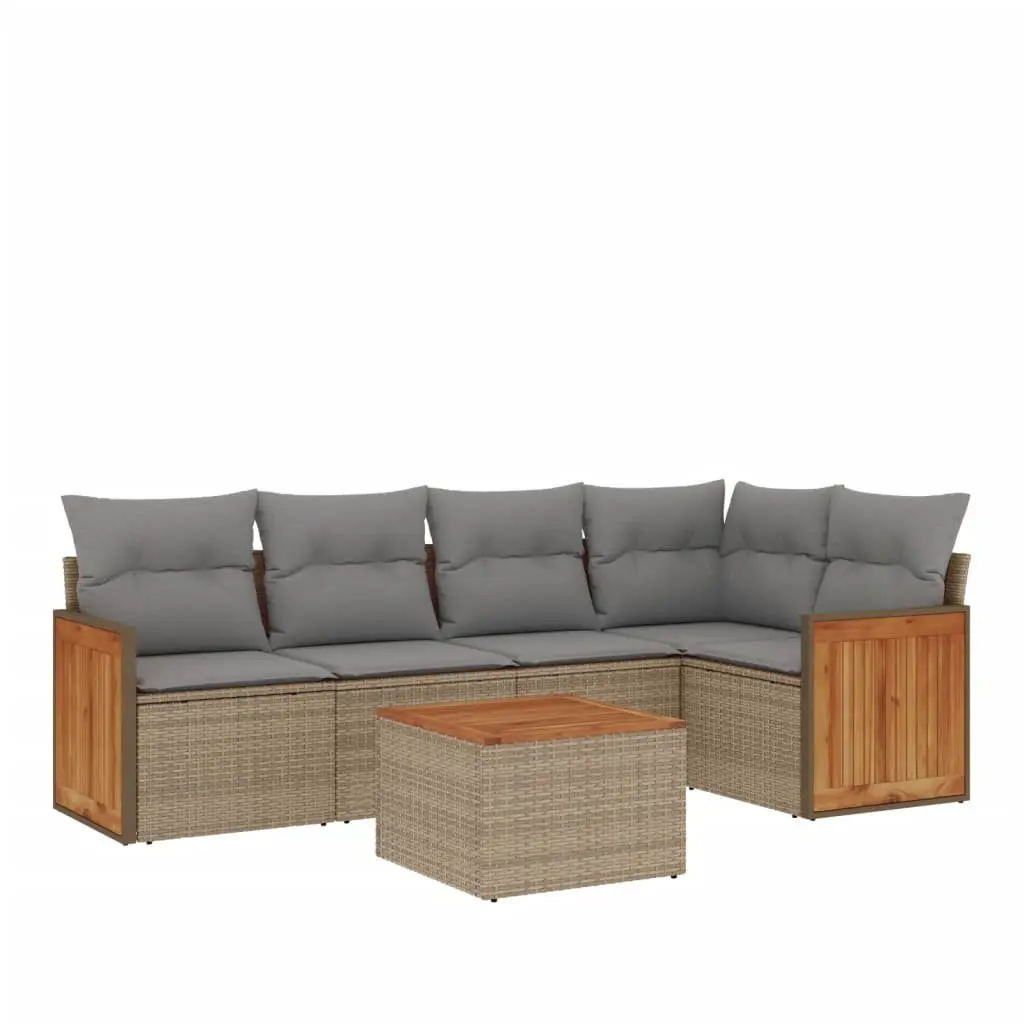 6 Piece Garden Sofa Set with Cushions
