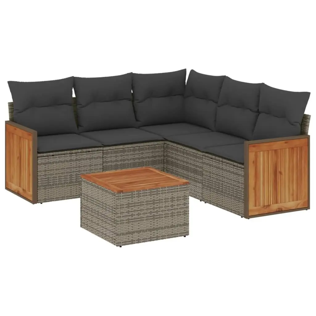 Garden Sofa Set PE Rattan 6 Piece Outdoor Furniture Modular Cushions Grey