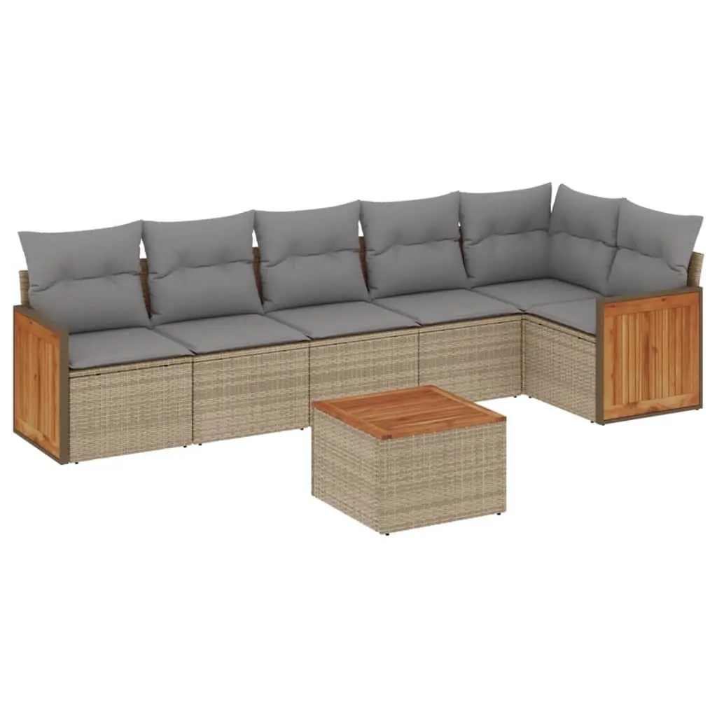 Beige 7 Piece Modular Garden Sofa Set with Cushions