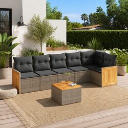 Stylish 7 Piece Grey Outdoor Sofa Set with Cushions