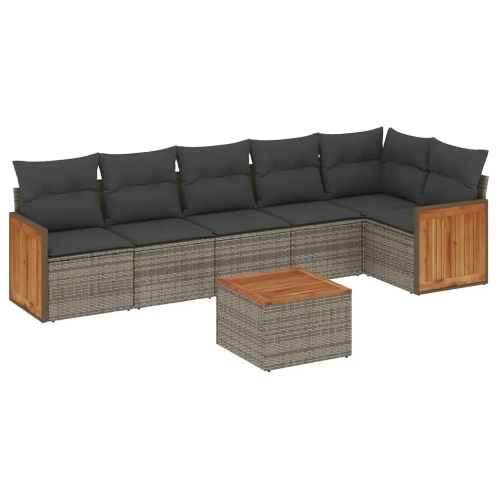 7 Piece Grey Outdoor Sofa Set with Cushions