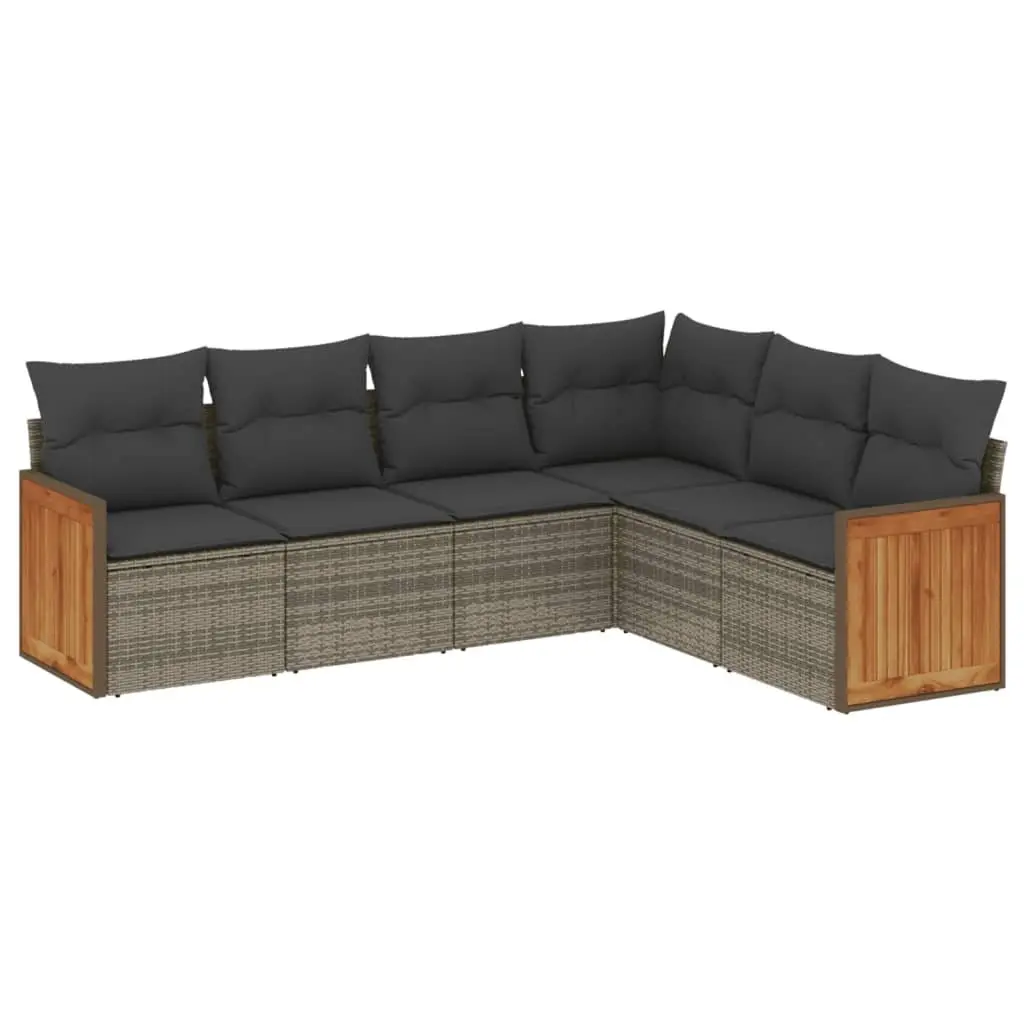 Garden Sofa Set PE Rattan 6 Piece Modular Outdoor Furniture Grey
