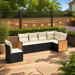 Premium 6-Piece Modular Garden Sofa Set with Cushions