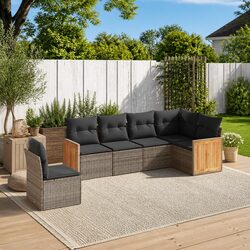 Premium 6-Piece Modular Garden Sofa Set in Grey