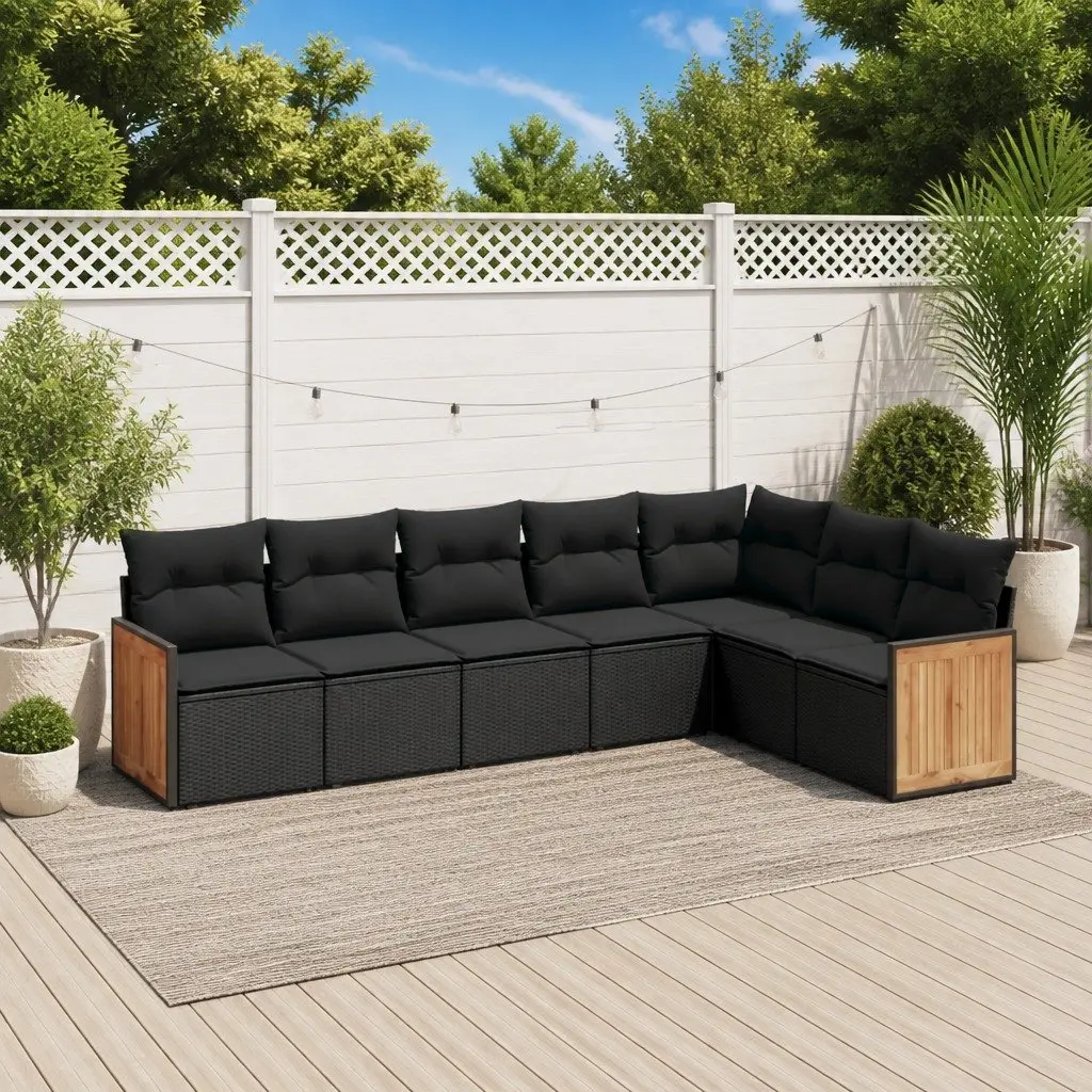 7 Piece Modular Rattan Sofa Set for Outdoor Spaces