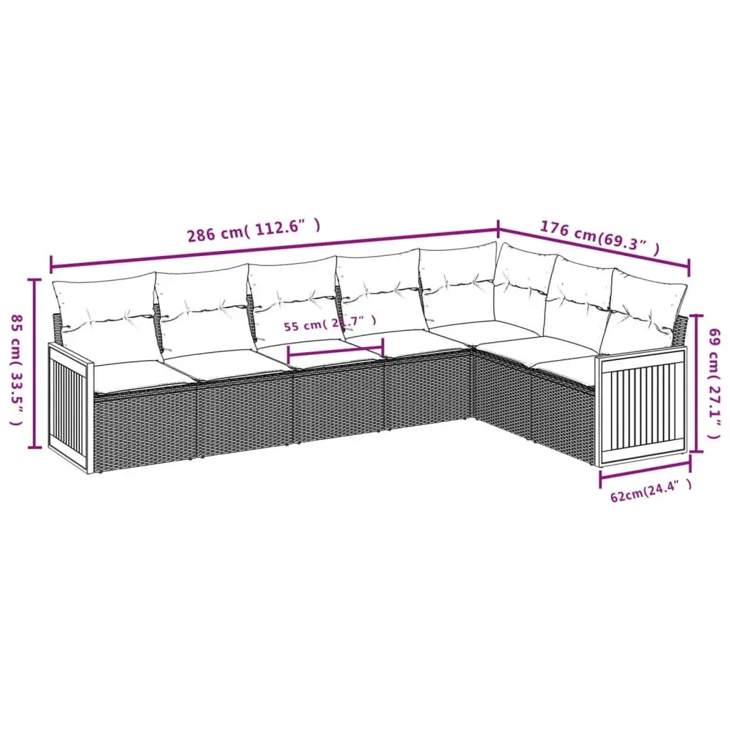 7 Piece Outdoor Sofa Set with Grey Rattan